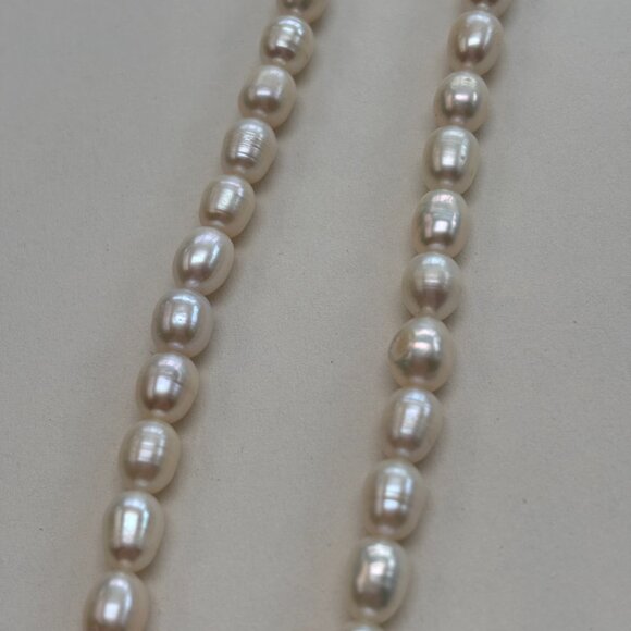 Gorgeous Freshwater Pearl + Cobalt Blue Morano Glass Heart Pendant Necklace - Picture 7 of 8